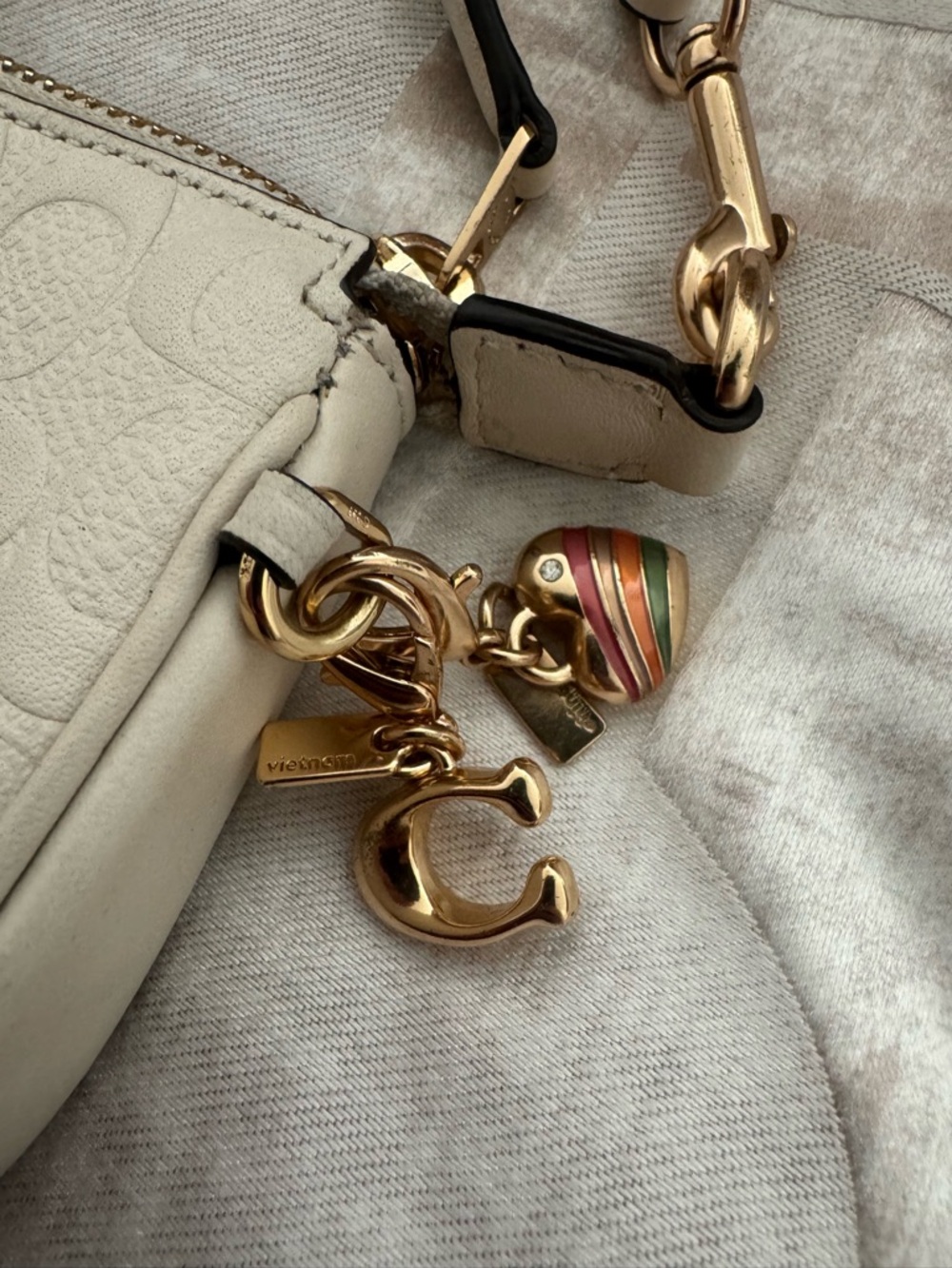 Coach Cream Signature Mini Wristlet with Gold Hardware - Picture 2 of 9